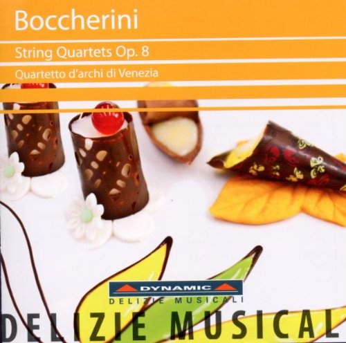CD cover for Boccherini string quartets featuring chocolate desserts.