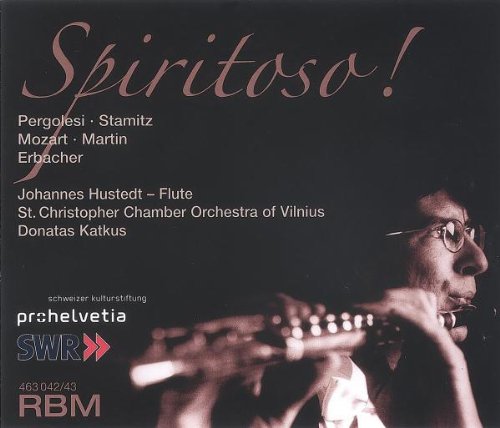 CD cover art: a man playing flute, with text "Spiritoso!" on black background.