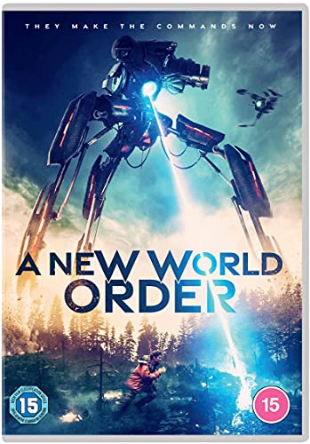 DVD cover: Giant robot looming over a forest and running man.