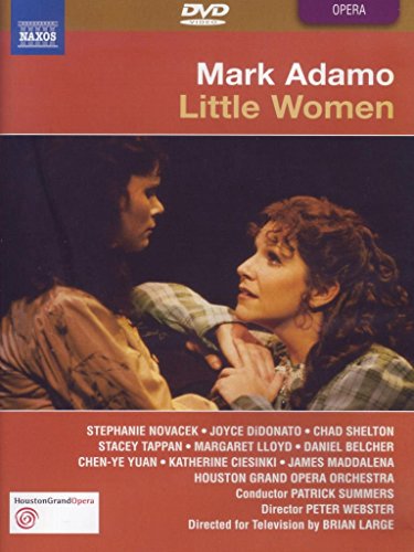 "DVD cover for 'Little Women' opera, featuring two women in a dramatic scene."