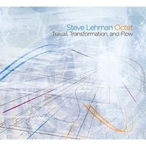 "Album cover with abstract, multicolored lines on a white background, featuring text and a logo."