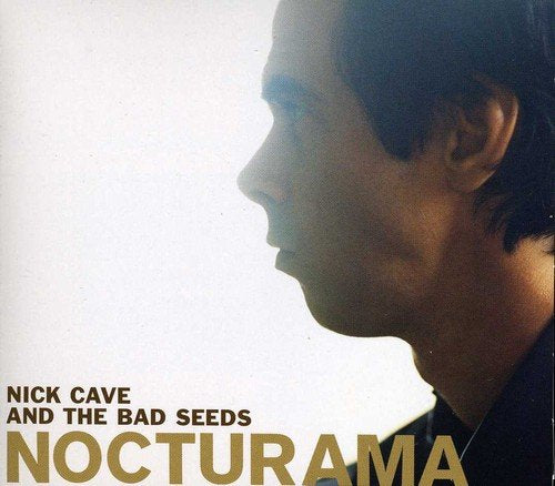 Nick Cave's profile on a white background with 'Nocturama' text at the bottom.