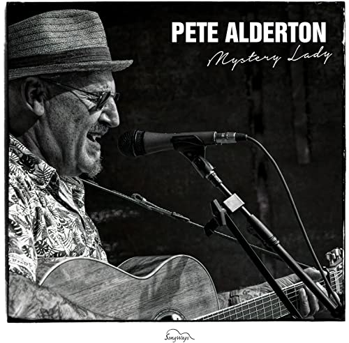 Black and white album cover featuring Pete Alderton singing into a microphone.