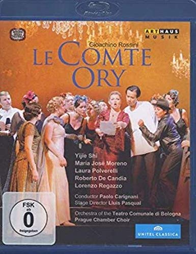 Blue-ray case cover for "Le Comte Ory" opera featuring performers in 18th-century attire.