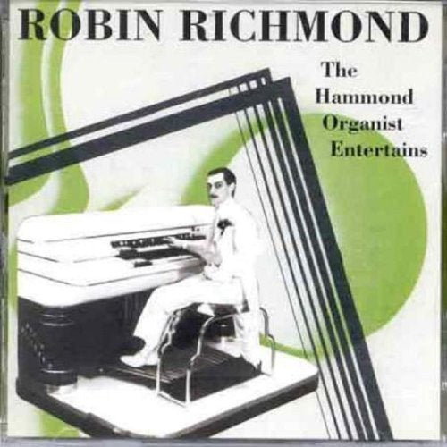 CD cover featuring a man playing a Hammond organ, with green abstract design.
