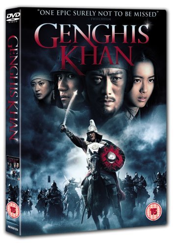 DVD case for "Genghis Khan" with warrior on horseback and four faces above.