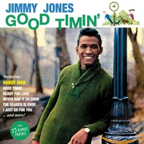CD cover for Jimmy Jones’ “Good Timin’” featuring a portrait of the artist.