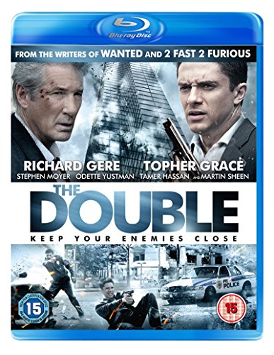 The Double" Blu-ray cover featuring Richard Gere and Topher Grace, action scenes.