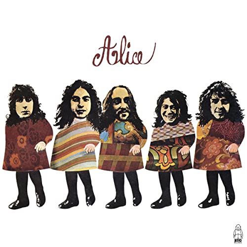 Album cover for "Alice" featuring five people with heads on children’s bodies.