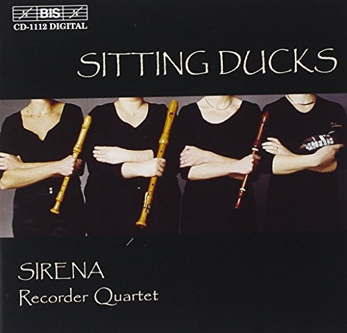 CD cover: four musicians in black shirts playing recorders.