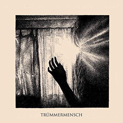 Dot-matrix style album cover depicting a hand reaching towards bright light.