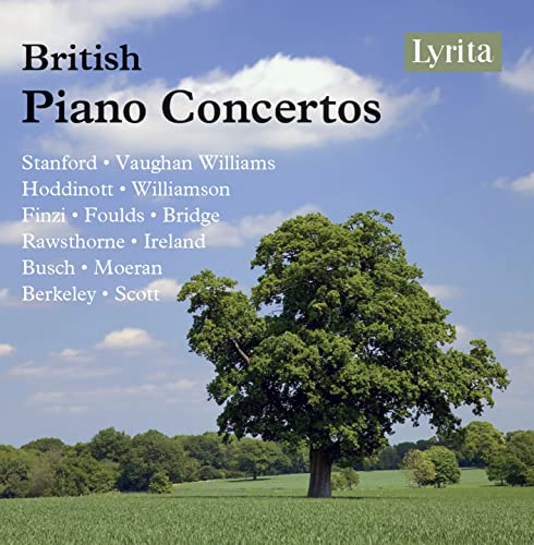 CD cover: "British Piano Concertos" with a landscape featuring a large tree.