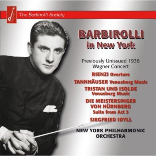 "Album cover with black and white photo of conductor and red title text."