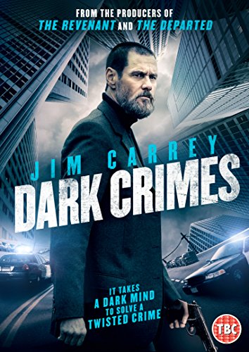 "Movie cover featuring Jim Carrey holding a gun, with police cars in the background."