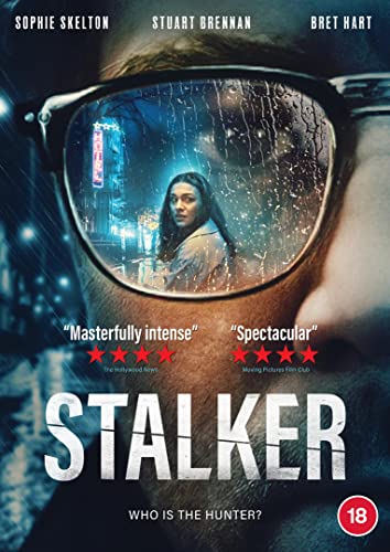 DVD cover for "Stalker" with a man wearing glasses reflecting a woman.