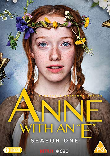 "Anne With An 'E' Season 1 DVD cover featuring a young red-haired girl with a floral crown."