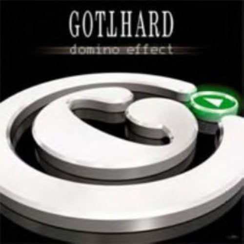 "CD cover with 'GOTHARD' and 'domino effect' text, featuring a silver 'e' logo."