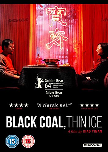 DVD cover for "Black Coal, Thin Ice" featuring two people at a table.