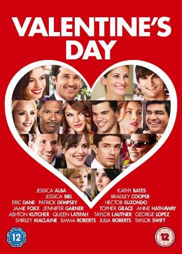 DVD cover for Valentine's Day featuring a heart-shaped collage of the ensemble cast.