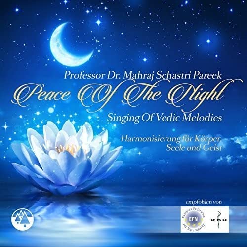 CD cover: crescent moon, white lotus, and text “Peace Of The Night.”