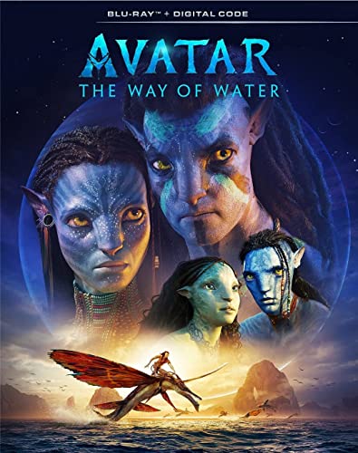 Avatar: The Way of Water Blu-ray cover featuring Na'vi characters.