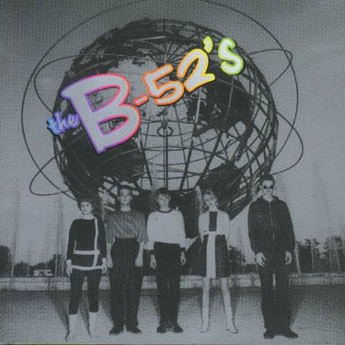 "The B-52's Greatest Hits" CD cover featuring a black-and-white band photo and globe.