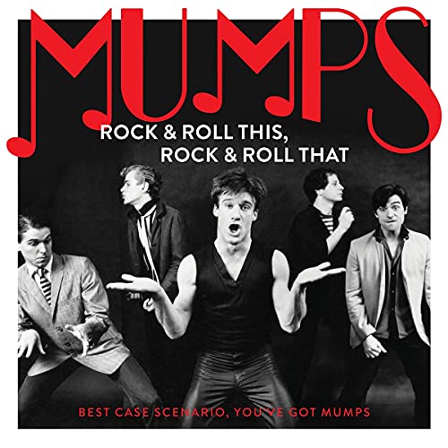 Mumps band portrait on CD cover, red text, black and white photo.