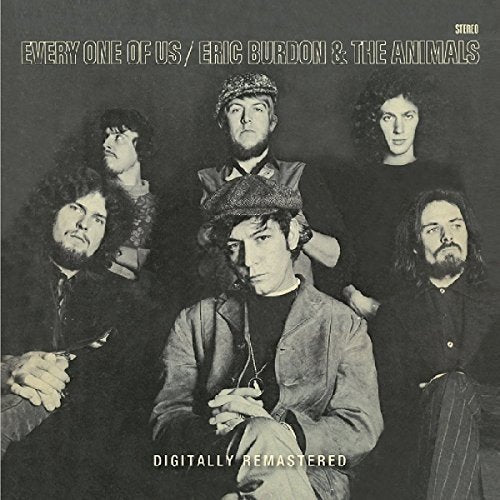 "Black and white album cover featuring Eric Burdon and The Animals band members."