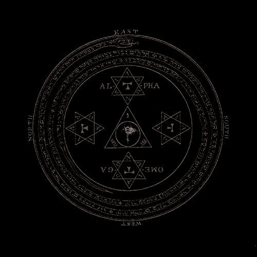 A black CD cover with a white occult symbol and Hebrew text.