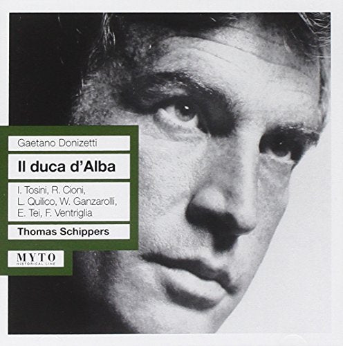 CD cover for Donizetti’s "Il Duca d'Alba" featuring a man’s portrait.