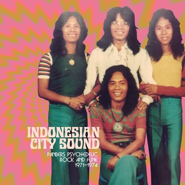 CD cover featuring a 1970s Indonesian band with psychedelic background.