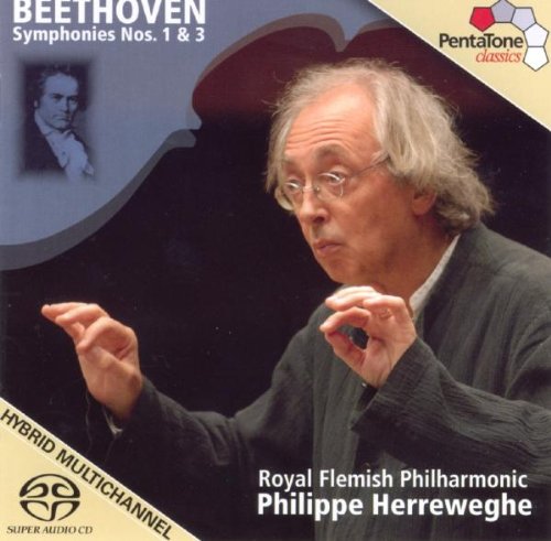 CD cover featuring a conductor gesturing, with Beethoven portrait and text.