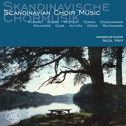 CD cover: "Scandinavian Choir Music" by Amadeus-chor, with lakeside landscape.