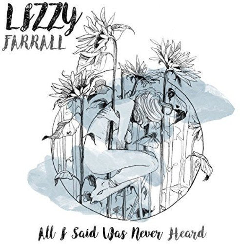 "Album cover with black and white illustration of a person surrounded by plants."