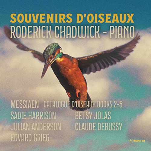 CD cover featuring a colorful kingfisher against a cloudy blue sky.