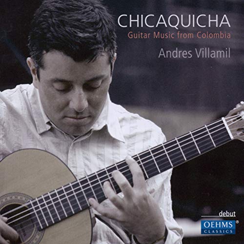 CD cover featuring guitarist Andres Villamil with a classical guitar.