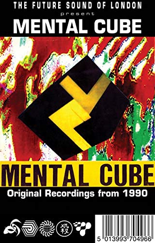 Vinyl cover with abstract red and green background, featuring a black and yellow cube.