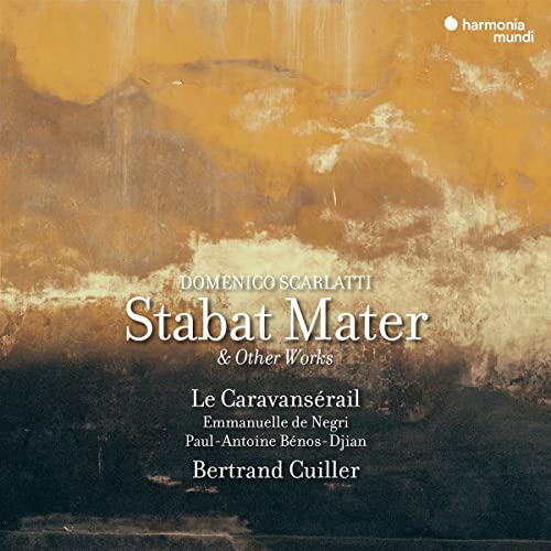 CD cover for Scarlatti’s “Stabat Mater” with abstract gold and brown textures.