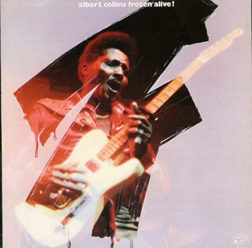 Album cover for Albert Collins' "Frozen Alive!" featuring a guitarist.