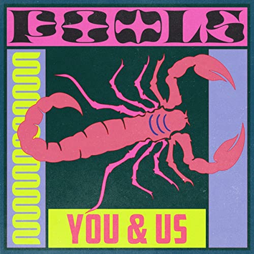 Record cover with pink scorpion illustration and bold text: "Pools - You & Us".
