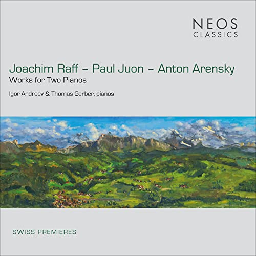 CD cover for classical music composers Raff, Juon, and Arensky, with mountain landscape.