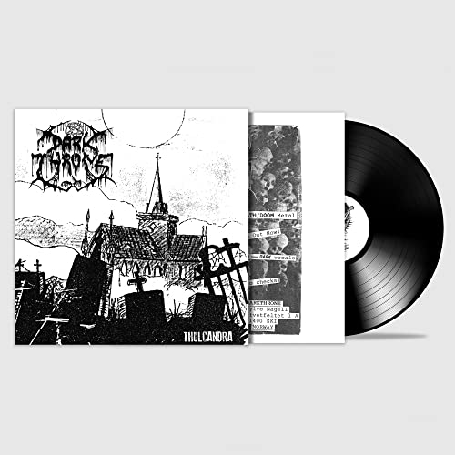 Darkthrone Thulcandra vinyl record with black and white illustrated cover featuring a graveyard scene.