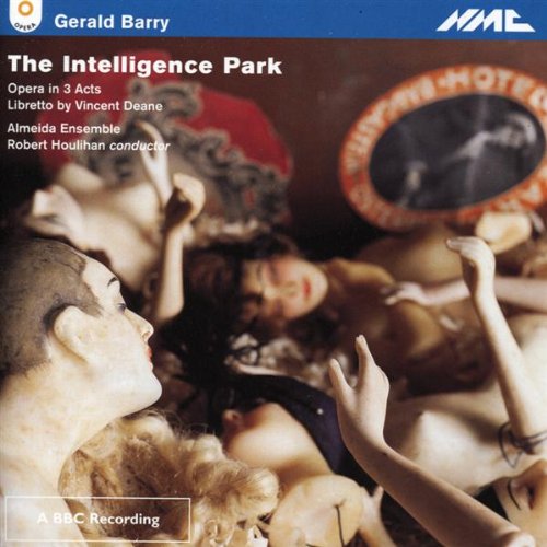 "CD cover with mannequin figures and mirror, 'The Intelligence Park' opera details."