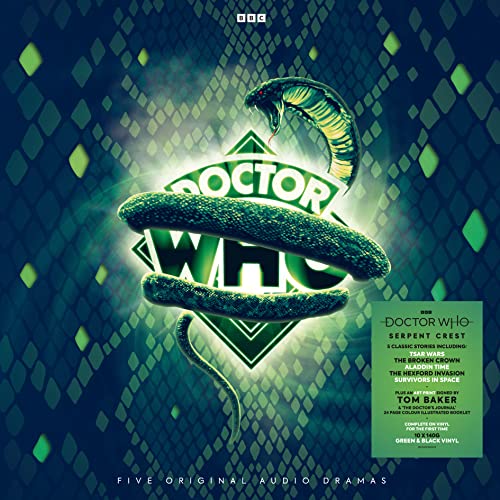 Doctor Who vinyl album cover featuring a green serpent and diamond pattern.