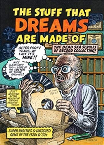 CD cover featuring a cartoon man examining records in a box.