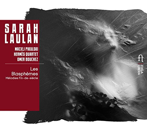 Album cover with red panel and black-and-white image, featuring artist Sarah Laulan's name prominently.