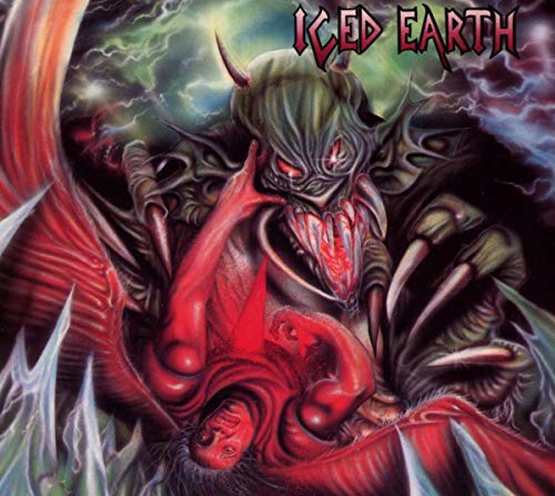 "CD album cover featuring a grotesque, red, horned creature surrounded by dark, stormy atmosphere."