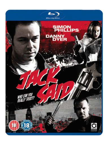"Blu-ray case with cover art featuring a man holding a knife and gun."