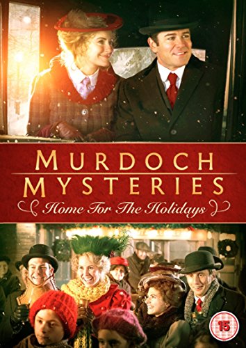 DVD cover for "Murdoch Mysteries: Home For The Holidays" featuring people in Victorian-era clothing.