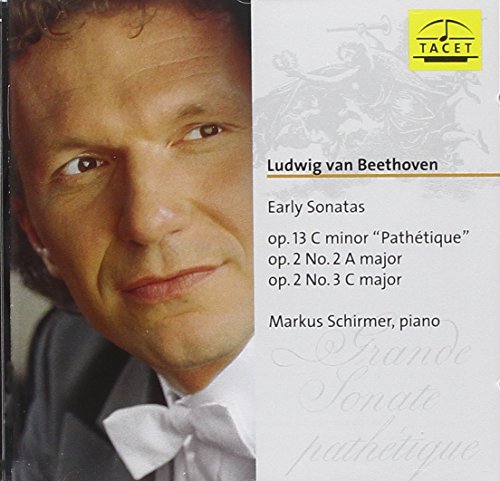 CD cover with pianist Markus Schirmer and Beethoven's sonatas listed on a white background.